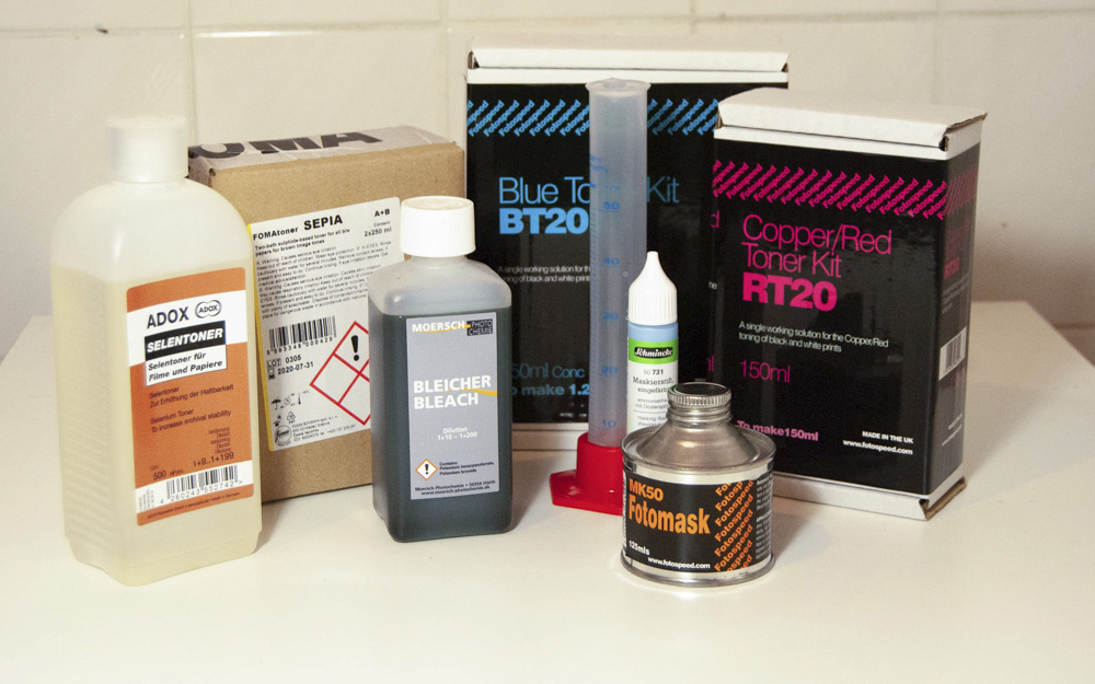 various darkroom chemistry for toning images