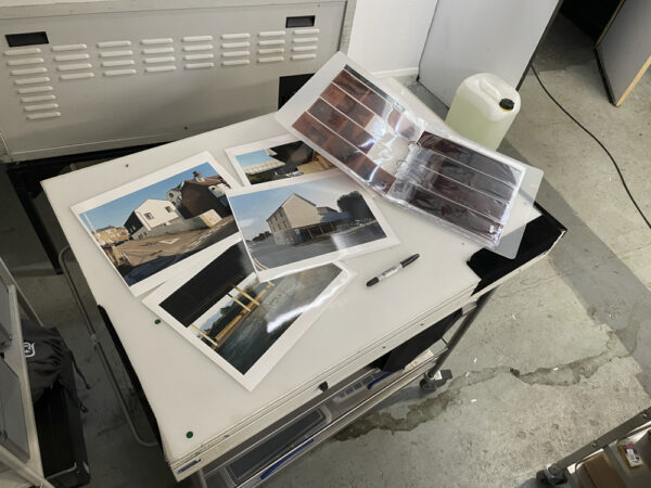 A picture of color photographs from a analog chemical printing process